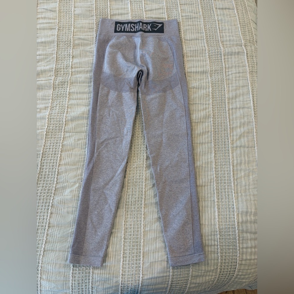 Gymshark‎ Flex High Waisted Seamless Leggings Gray Spellout Logo size small
